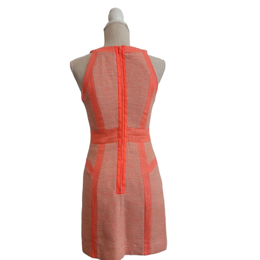 Milly Coral Orange Tweed Woven Lined Mini Dress Size 0 - Picture 3 of 14